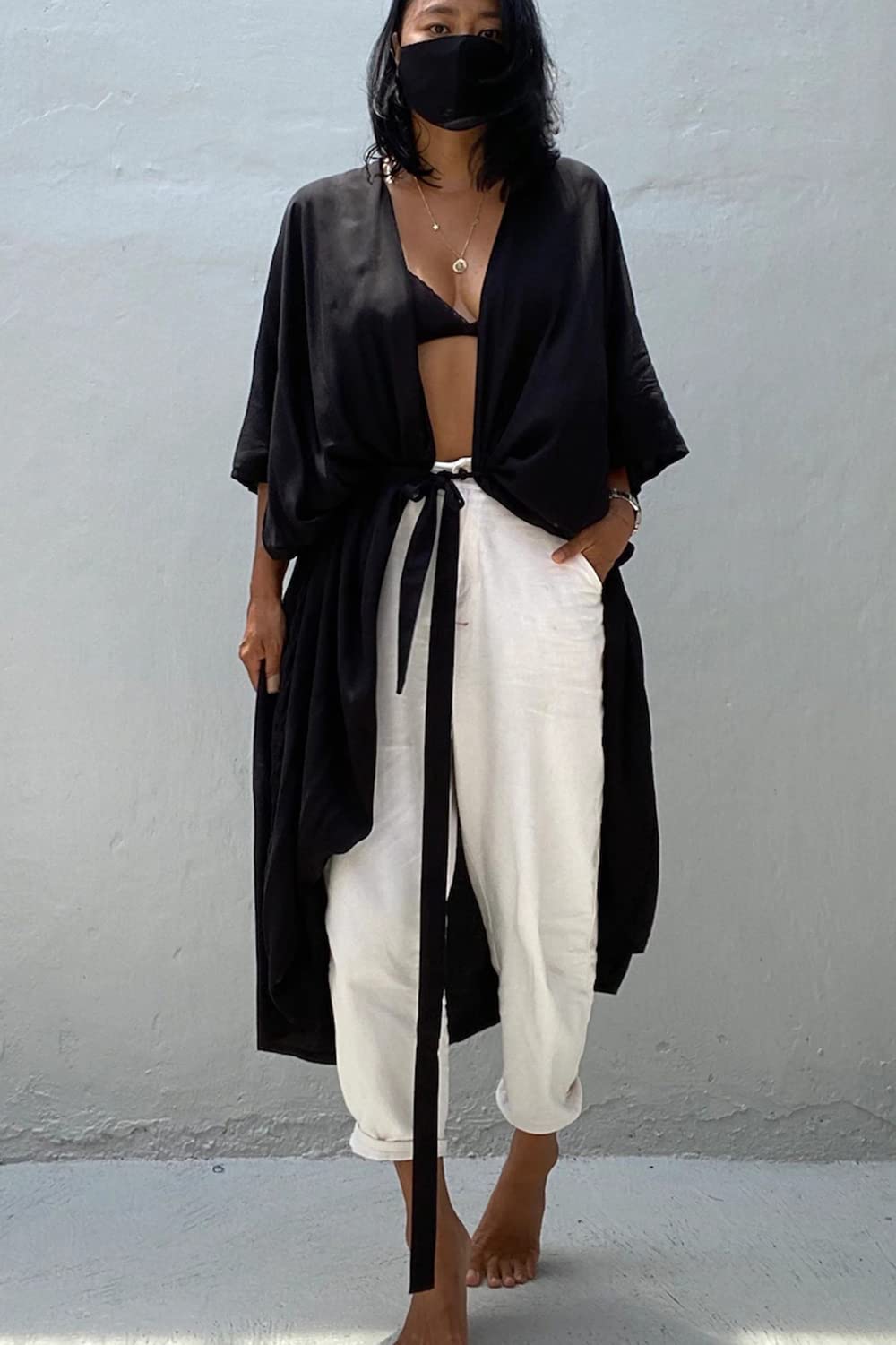 Vestido Largo Bohemio con Caftán Largo de Verano para Mujer Bata de Playa Talla Grande Kimono Talla Única