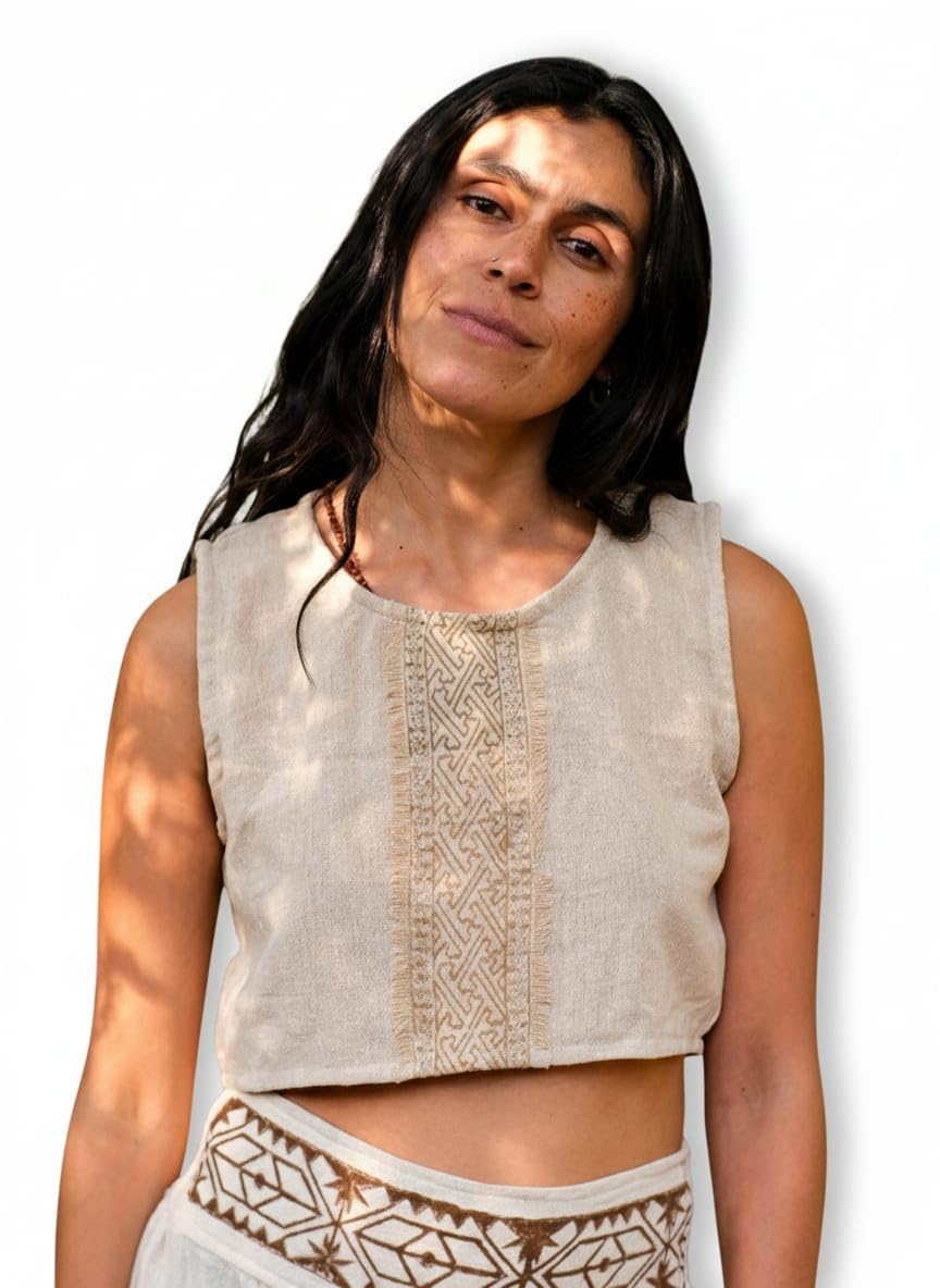 crystalheal; designing the destiny CRYSTALHEAL Zenas Women’s Crop Top – Elegant Block Print Top Soft Luxurious Fabric | Stylish & Comfortable Casual Blouse-picture-40