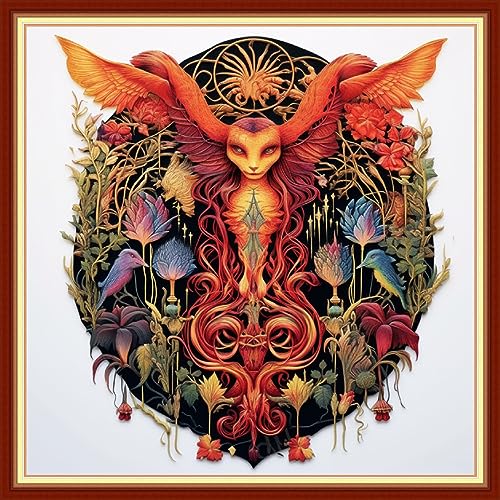 Image of Foxhool Beginners Cross Stitch Kits Stamped Full Range of Embroidery Kits for Adults DIY Cross Stitches kit Embroidery Patterns for Needlepoint kit-Magic Holika 17.7x17.7 inch