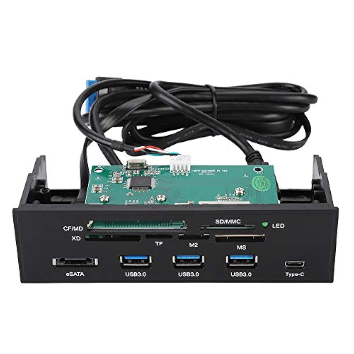 ASHATA Front Panel Hub 11 Port PC Front Panel with USB 3.0 Ports USB 3.1 eSATA Port and 6 Card Slots Card Reader Support M2 MSO Memory MS XD 64G CF Card Fit Any 5.25β Computer Case Front Bay