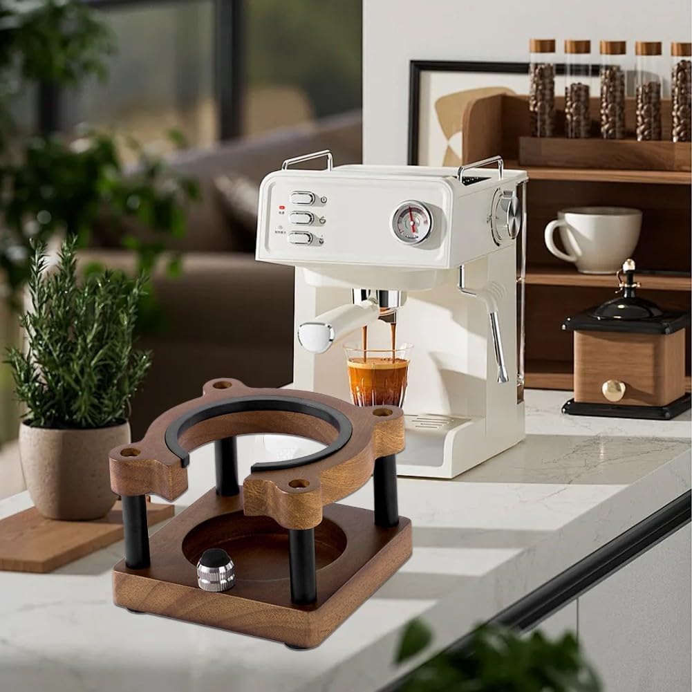 Uchwyt na tamper do kawy, 51/58 mm, uchwyt do ekspresu do kawy, orzech włoski, stojak do wyciskania espresso, dystrybutor, akcesoria dla baristów i miłośników kawy
