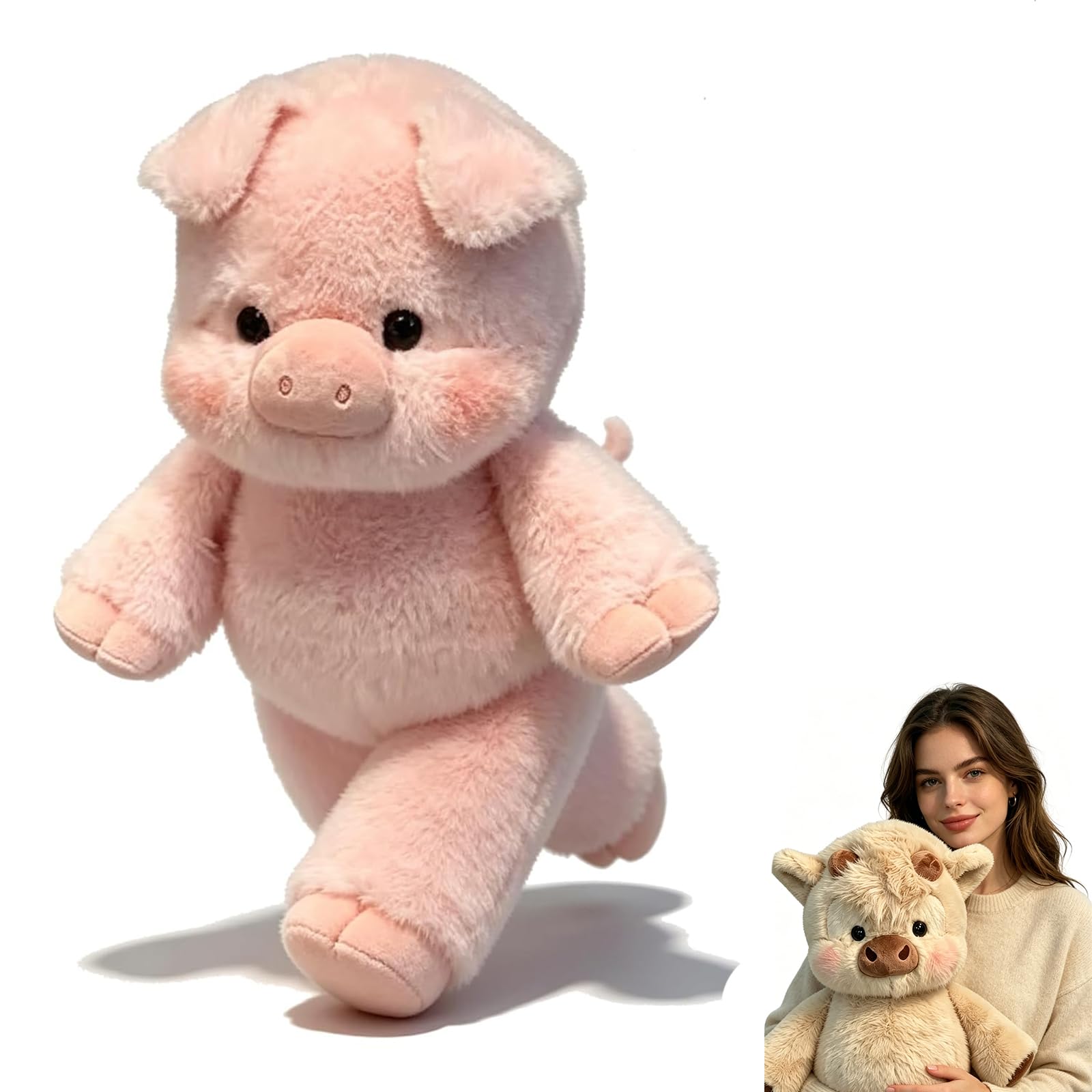 Running Plushies 45/60cm,Adorable Furry Running Cow Stuffed Animal for Stress Relief and Emotional Support,Home Decor for Girls, Boys, Men & Women (Pig Pink,60 cm)