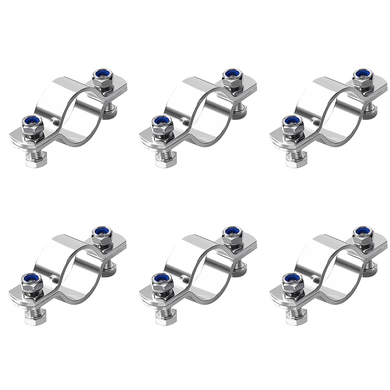 304 Stainless Steel Thickened Pipe Clamps for Fixing Pipes, Utility Poles, 6 Sets Supports and Clips for Φ32-51mm(Φ38)