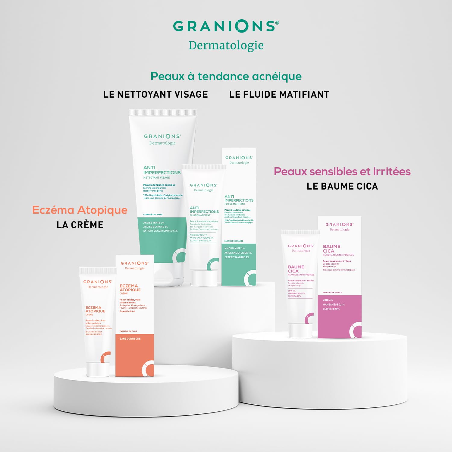 GRANIONS Nettoyant Visage Anti Imperfections - Nettoie, Hydrate & Purifie | Elimine les Impuretés & l’Excès de Sébum - Argile Verte, Argile Blanche, Vitamine C - Pour l'Acne - Résultats Prouvés - 150g