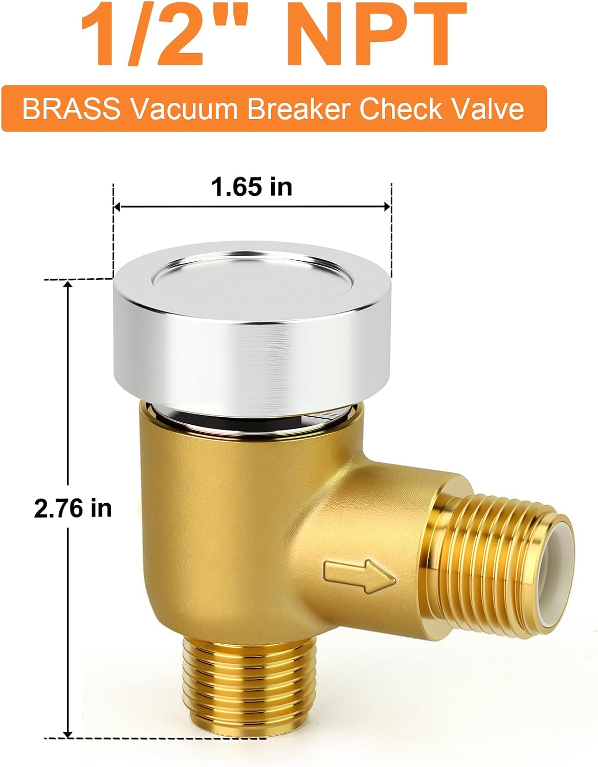 GASHER Brass RV Vacuum Breaker Check Valve, RV Black Tank Valve 571-VAC-CHK-A,for Replace Leaking Vacuum Breaker on Black Tank System