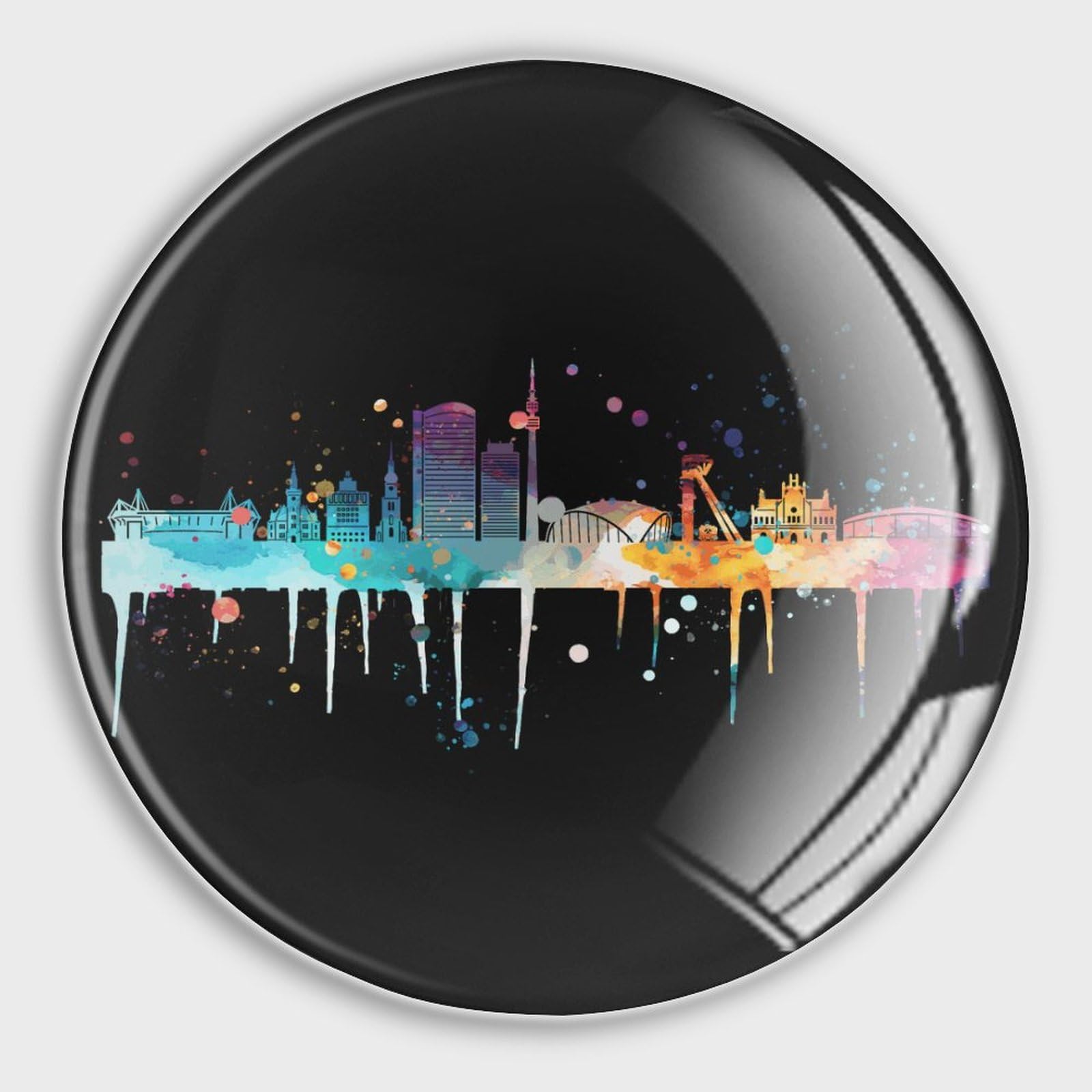 Aimants de réfrigérateur Skyline en verre | Lot de 4 décors urbains et nature