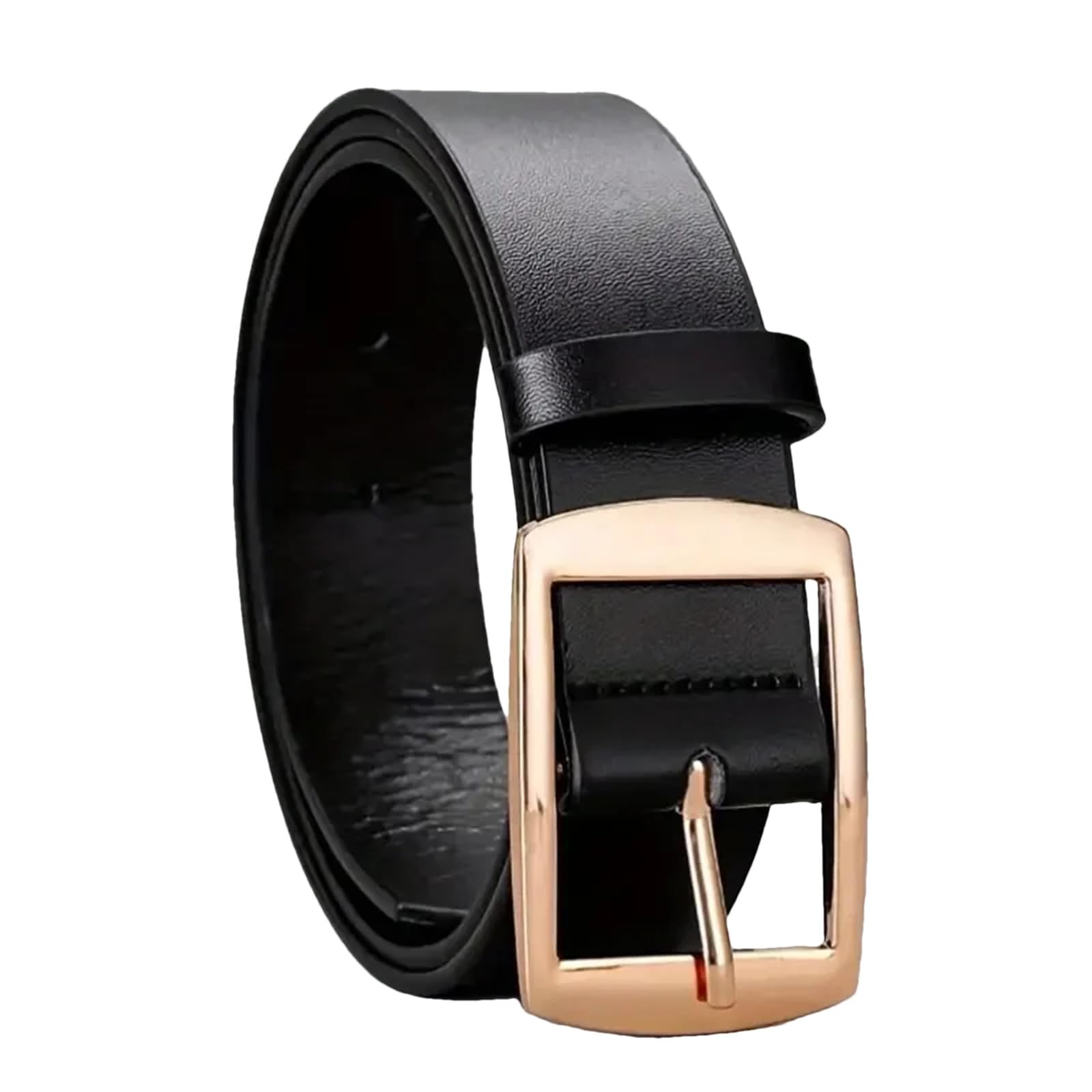 Yeuyyben Cinturón de piel sintética para hombre, hebilla de metal, cinturón de cintura para jeans, talla grande