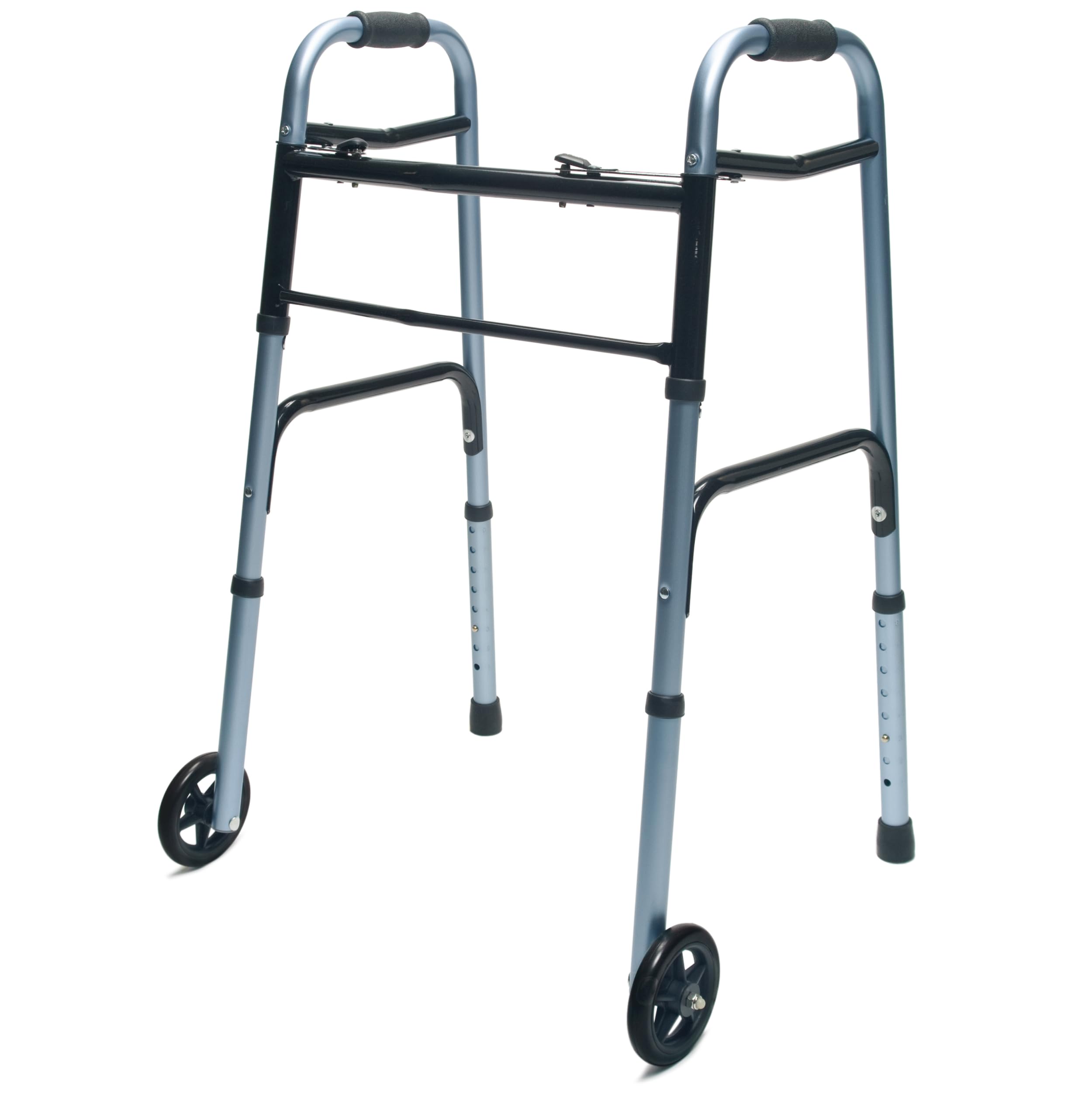 Lumex ColorSelect Walkers for Seniors, Rolling & Folding Adult Walker with Wheels, Blue