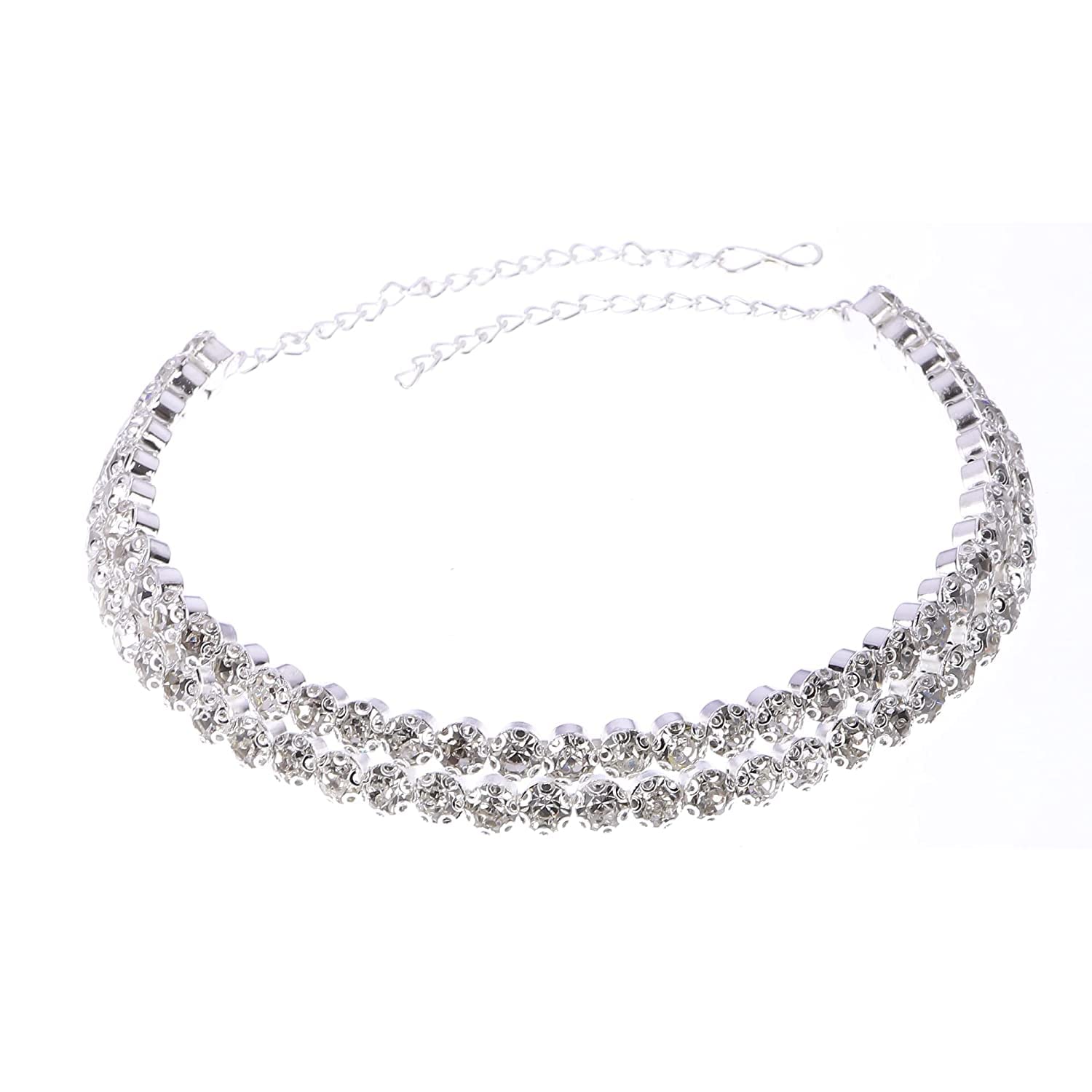 Seasworth Seas Worth Simple & Elegant Design Silver Color Fashion Stylish Party Crystal Diamond Choker Necklace for Women and Girls (B0C61QQ12S) Amazon Price History, Amazon Price Tracker