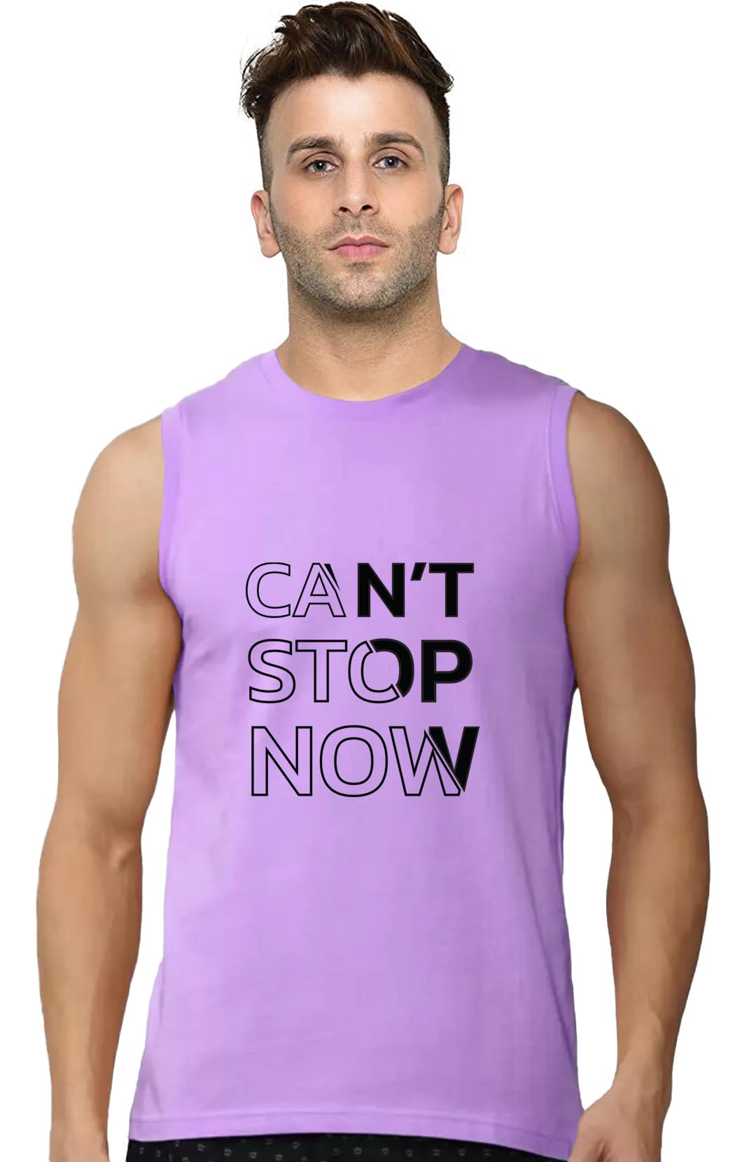 Can't Stop Now Printed Sleeveless T-Shirt for Men | 100% Pure Cotton | Gym & Casual Wear | Multicolor Tank Top Available in 12 Colors-image-22