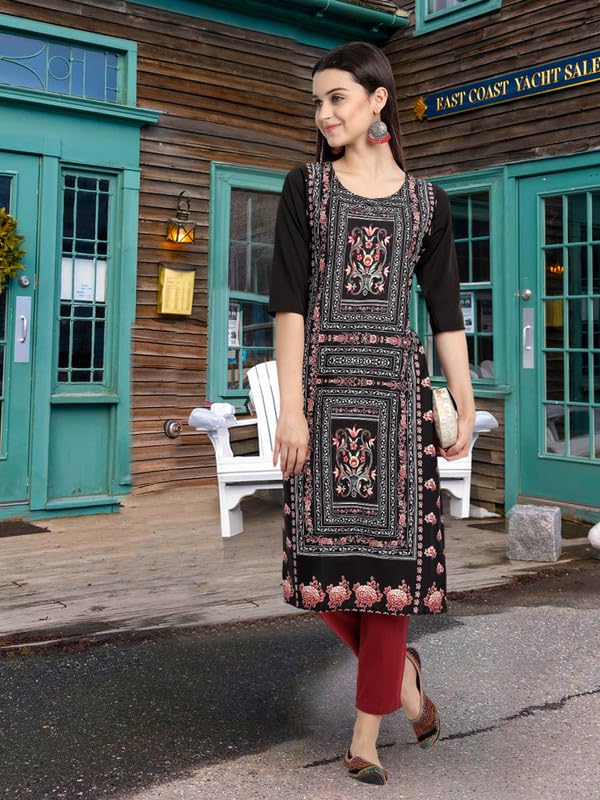 Image of Pinkmint Women's Printed Kurti for Women's Round Neck Straight Kurti for Women (Pack of 5 | Avaiable in Plus Size)