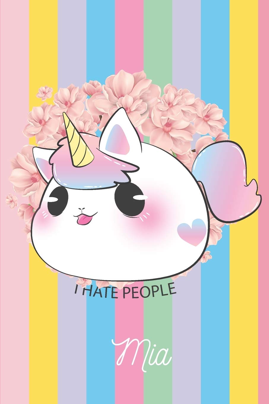 Mia: I Hate People - Personalized Blank Lined Journal Notebook Gift For Girls, Women