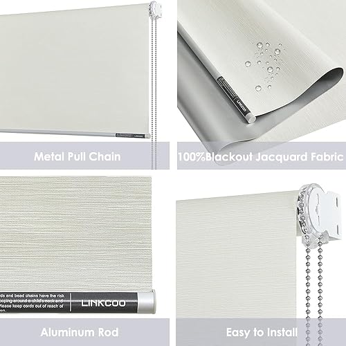 Miniatura 3 de Persianas enrollables 100 % opacas, persianas jacquard con tela impermeable con aislamiento térmico, persianas enrollables para el hogar y la