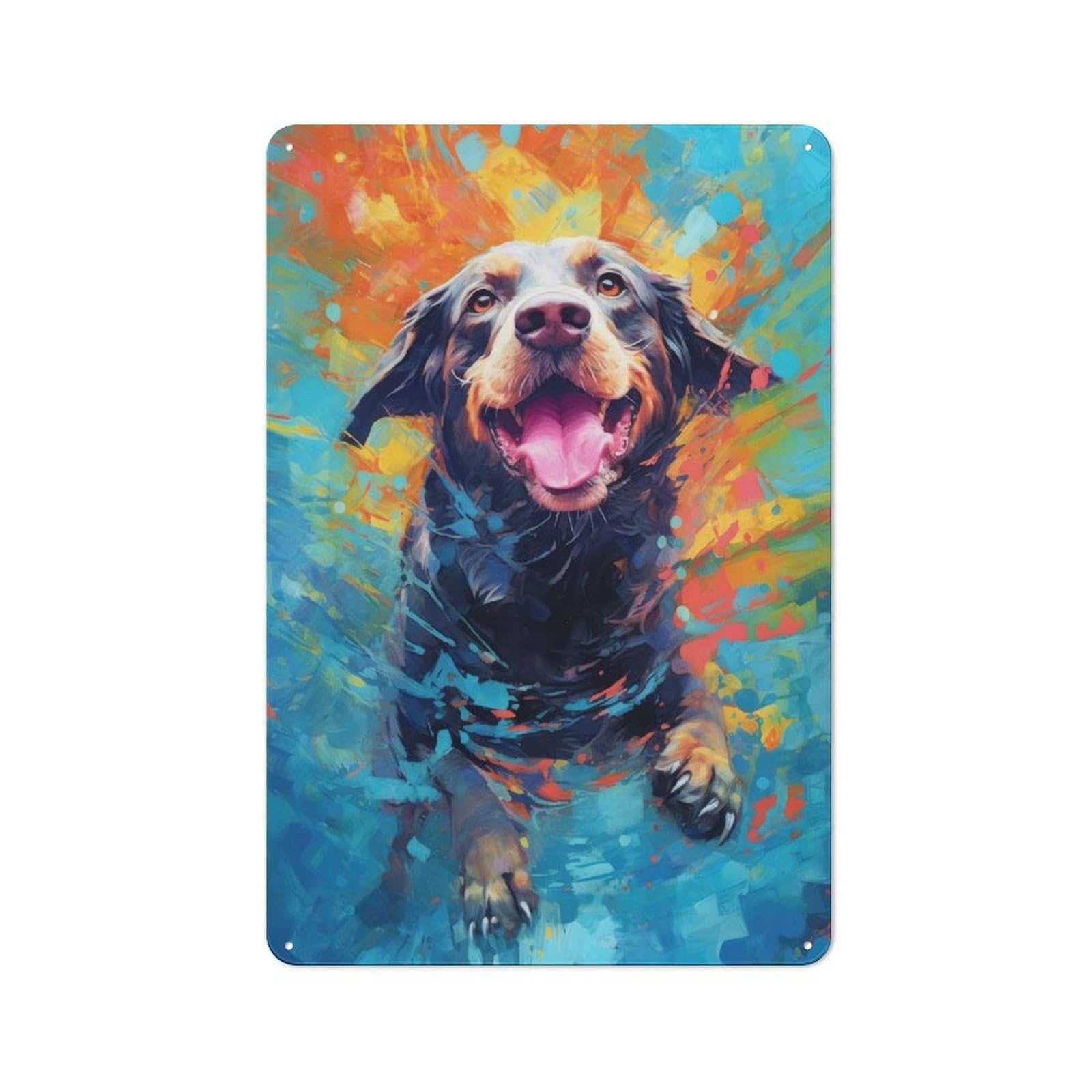 Junmoney Underwater Dog Vintage Printed Metal Sign 30X20cm For Bar Or Restaurant, For Restaurant Interior Fans