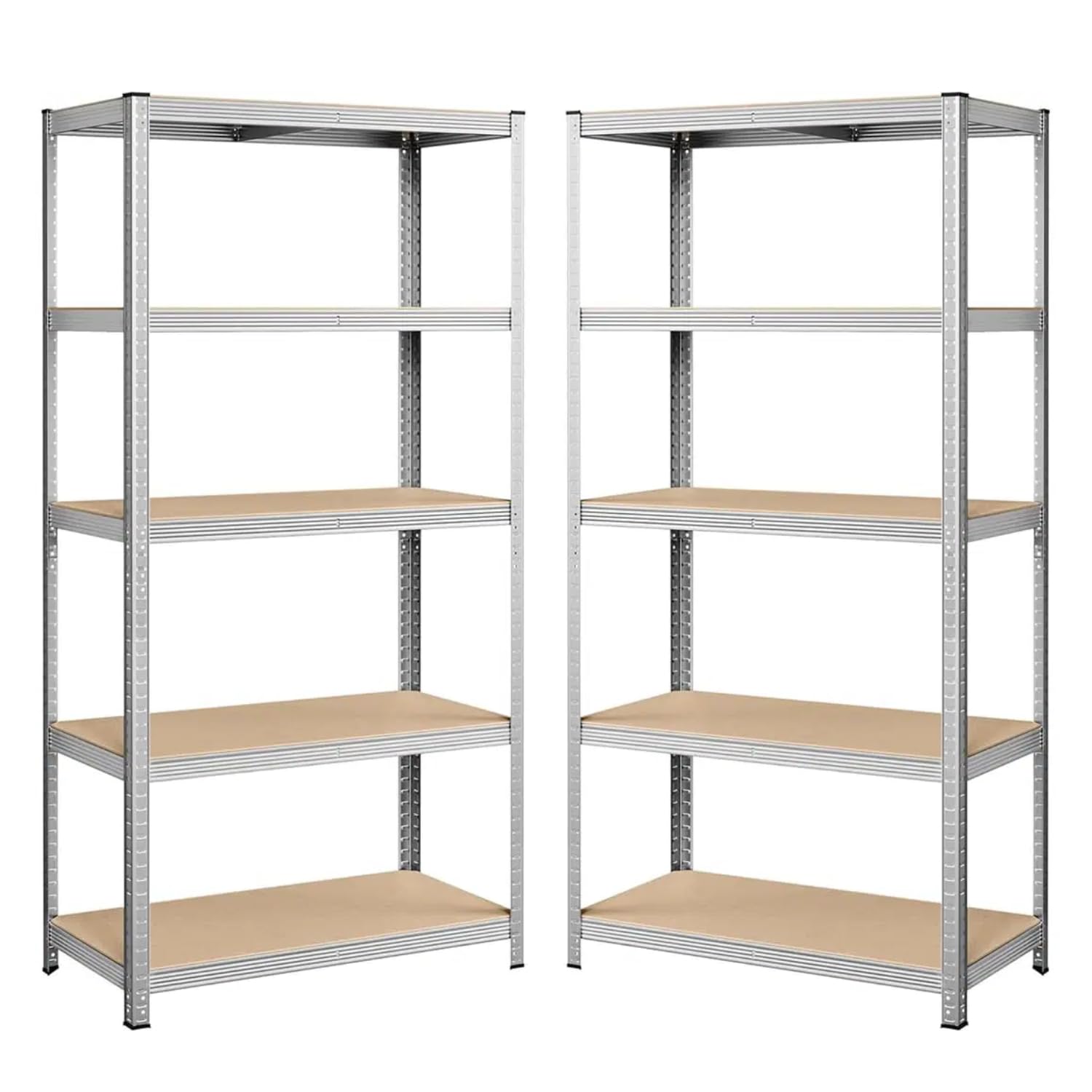 VIRSUS 2 Scaffali in Metallo e MDF a 5 Ripiani, Misura 90x40x180 cm, Metallo Galvanizzato, Montaggio ad Incastro Veloce, Scaffalature per Garage, Magazzino, Portata Max 875 kg -4588