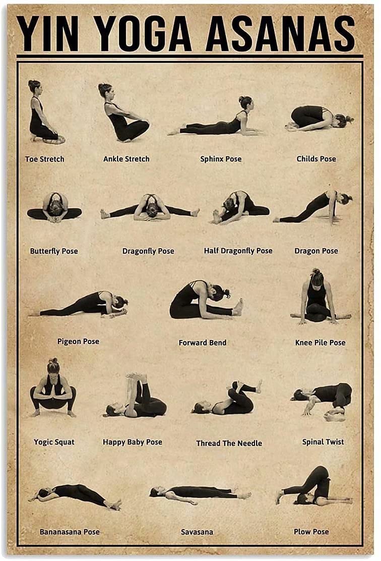 Eeypy Poster De Yoga Yin Yoga Asanas Poses De Yoga Art Mural Guide De Yoga Poster Practice Yoga From Home Yoga Sudio Décor Cadeau Yoga Club Exercice