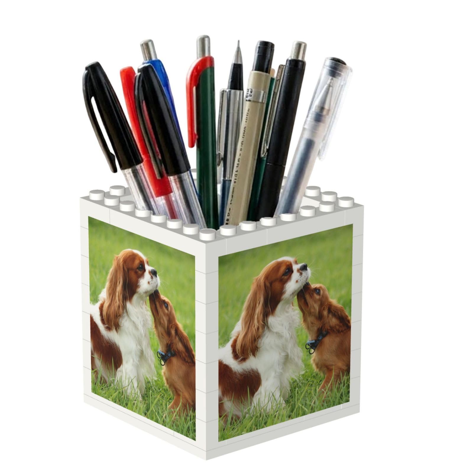 Poadnly Cavalier King Charles Spaniel, Pen Pot Pencil Holder for Office Home School, Compact Desk Organiser for Office Stationery