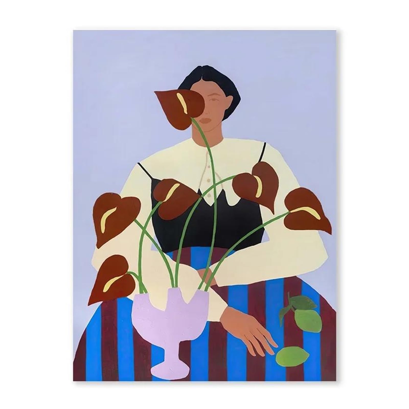 Cuadro sobre lienzo abstracto con líneas azules de 30x40cm para decorar un dormitorio moderno