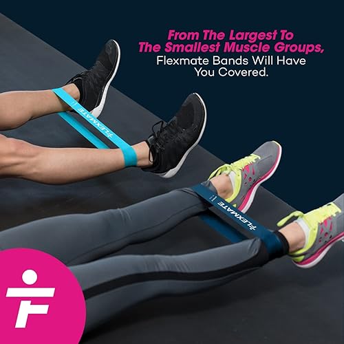 Miniatura 7 de Flexmate - Bandas de resistencia de bucle para entrenar con 5 niveles de resistencia bandas de látex para terapia física fuerza levantamiento de