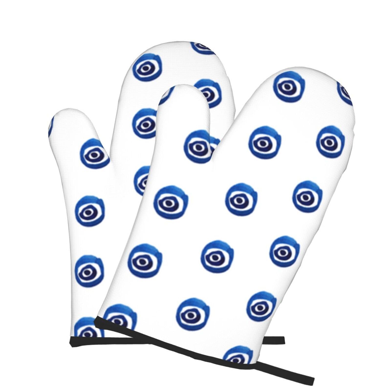 Oven Mitts Set of 2 Pcs, Evil eyes Prints Heat Resistant Kitchen Gloves for Cooking Baking Grilling