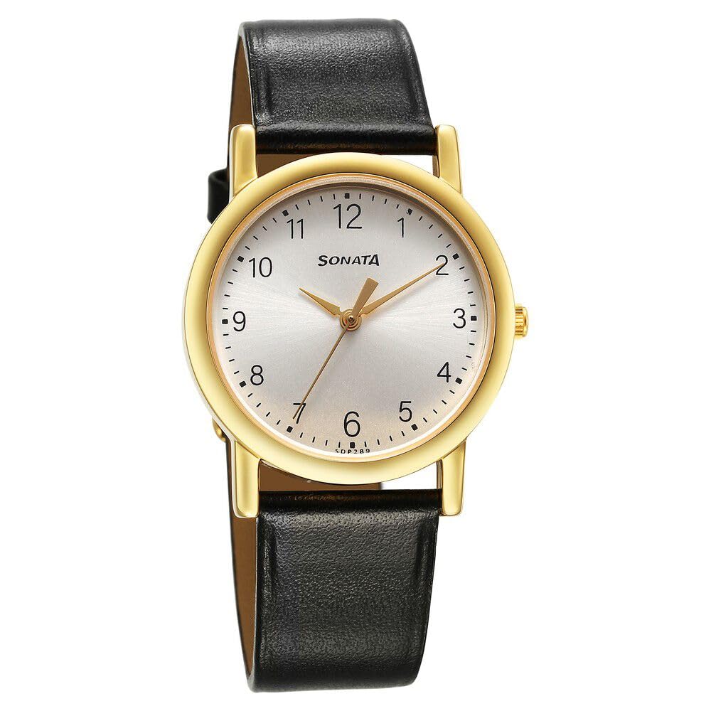 Sonata Classic Quartz Analog Silver Dial Black Leather Strap Watch for Men-7987YL07W (B0CDJFZR3Y) Amazon Price History, Amazon Price Tracker