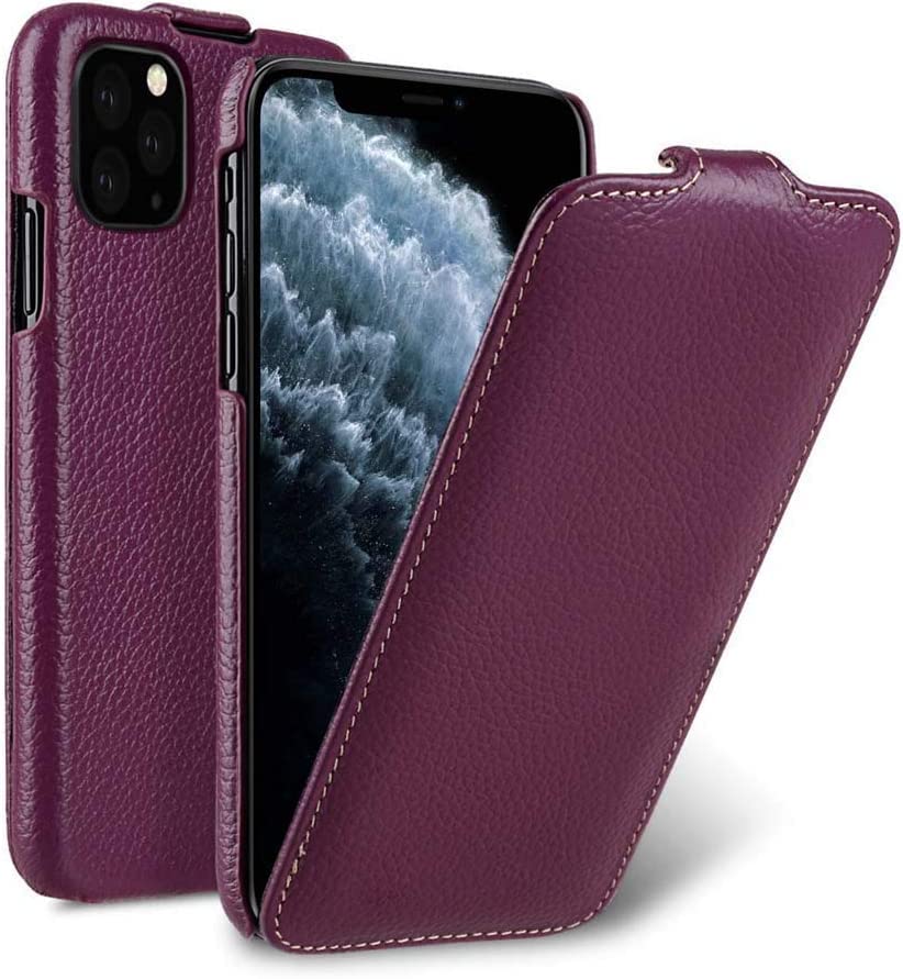 Housse iPhone 11 Pro Max cuir véritable violet pour le quotidien actif