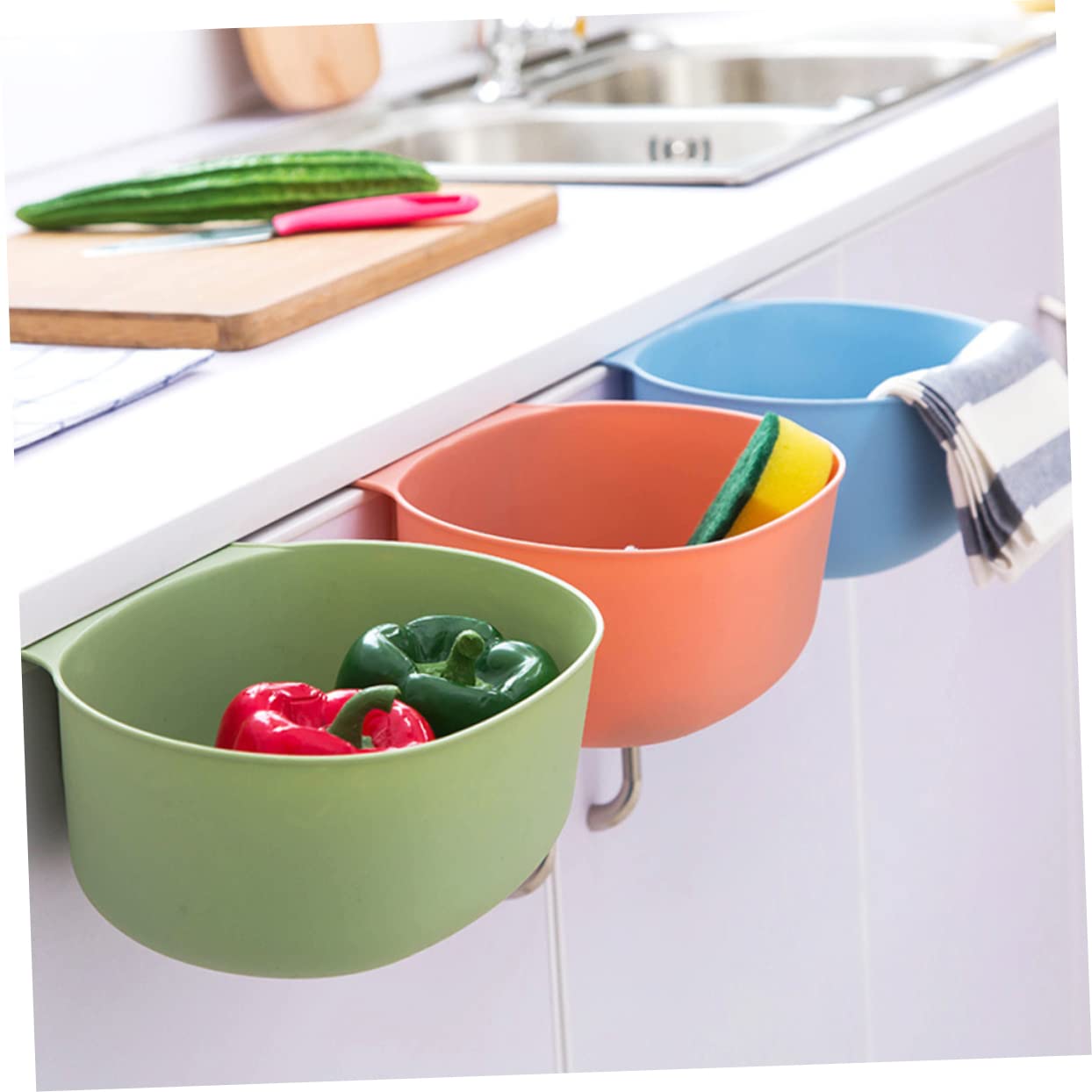 FONDOTIN Green Hanging Trash Can for Kitchen Storage Baskets Pp Material Large Capacity Easy to Clean Bedroom Bathroom