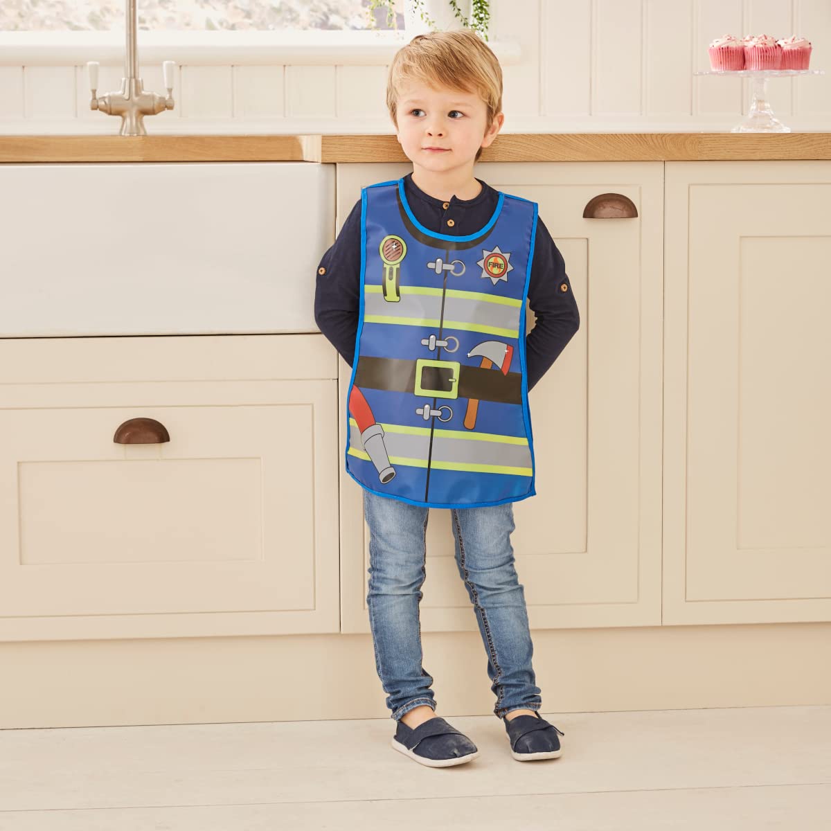 Cooksmart Kids British Designed PEVA Apron, Firefighter, 32cm x 48cm, Fits 2-6 Years - Image 3