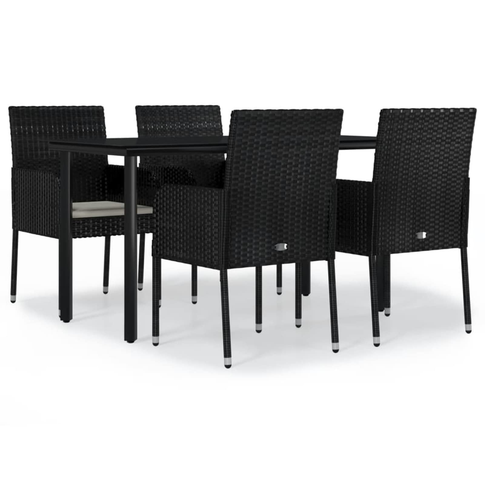 3185157 Set da Pranzo da Giardino 5 pz Nero con Cuscini in Polyrattan Testata in Legno,Testata Letto Matrimoniale Muebles Dormitorio Spalliera Letto Testiere per Letto Matrimoniale