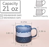 Vista 36 de Bosmarlin Large Stoneware Coffee Mug, Big Tea Cup for Office and Home, 21 Oz, Dishwasher and Microwave Safe, 1 PCS (Geometry-Green)