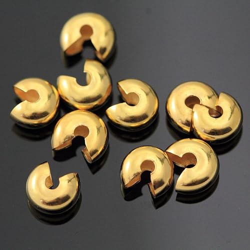 Miniatura 3 de 100pcs Adabele Tarnish Resistant 5mm (0.2 Inch) Loose Crimp Bead Knot Cover 14k Gold Plated Brass for Jewelry Craft Making BF8-5
