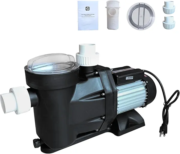 1.5HP Swimming Pool Pump, 110V Single Speed Pumps Above Ground Self Priming Pool Pump, 1100W Powerful Copper Motor Silent Operation, with Unions, Strainer Basket, UL Certification (1.5HP, 110V)