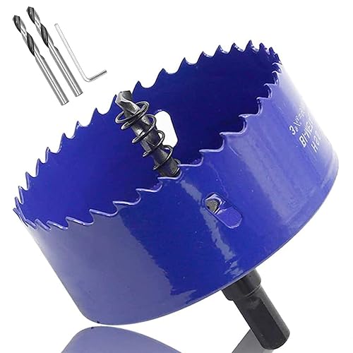 Luomorgo - Sierra perforadora de 3.5 pulgadas90 mm, acero de alta velocidad, profundidad de corte 1 14 pulgadas, adaptador de broca hexagonal, para