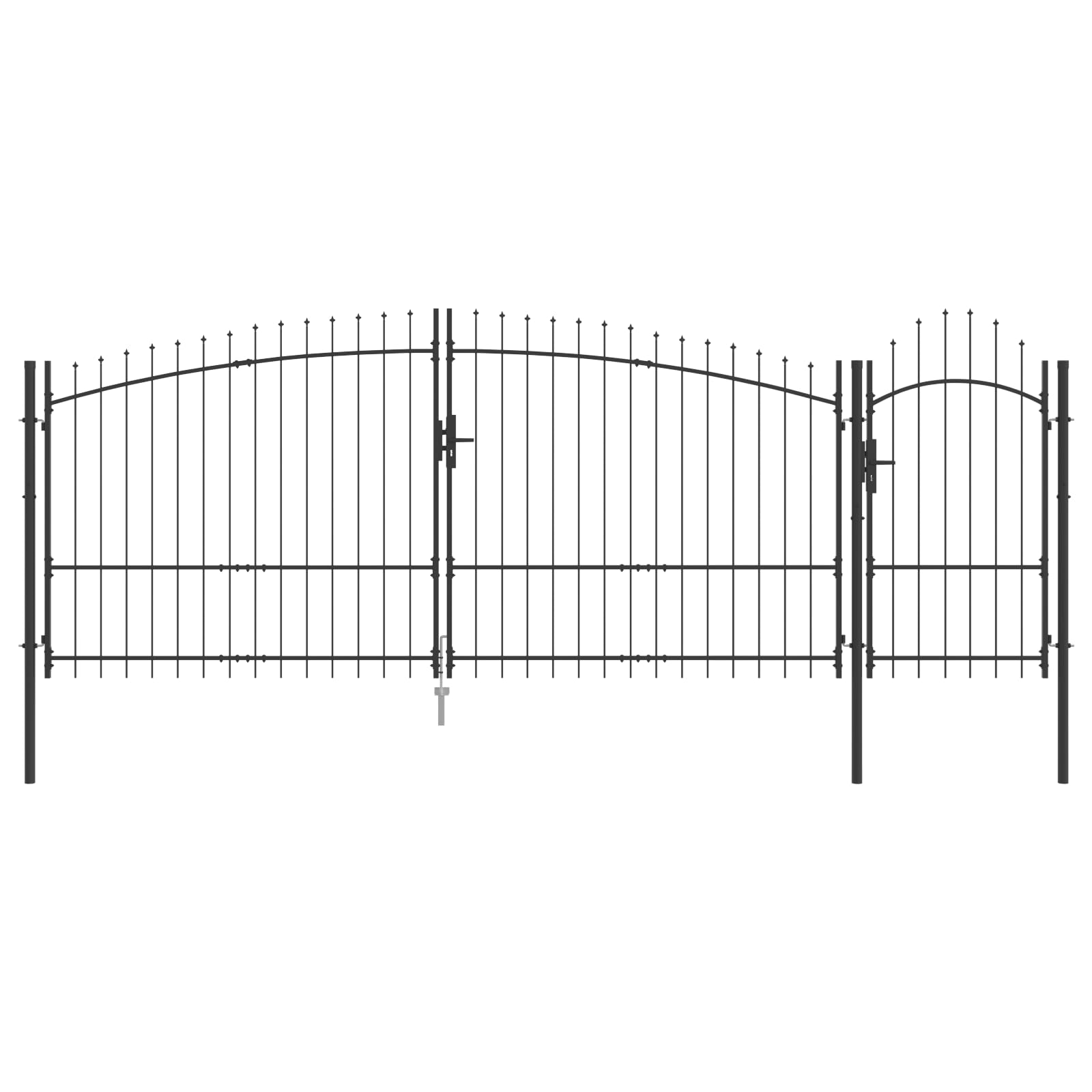 Vidaxl Grey Garden Gate With Pointed Design 175 X 500 Cm Steel
