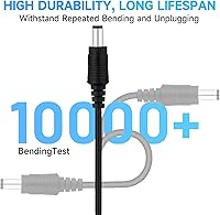 Vista 4 de Paquete de 4 cables de extensión de alimentación CC de 3 pies 1 M, 4 unidades de cable de extensión de adaptador de corriente de 12 V de 0.217 in x