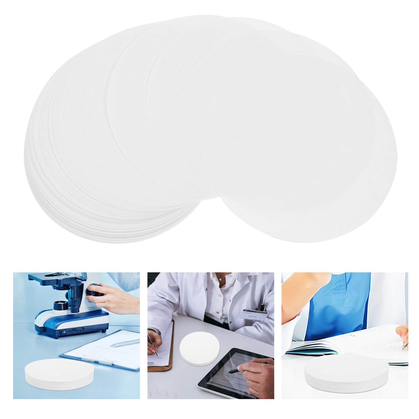 ULTECHNOVO Cercles de papier filtre de laboratoire - 110mm Débit moyen Papier Filtre Qualitatif, Lot de 100, débit de 35 s/100 ml, pour Laboratoire, Filtration des Boissons Café