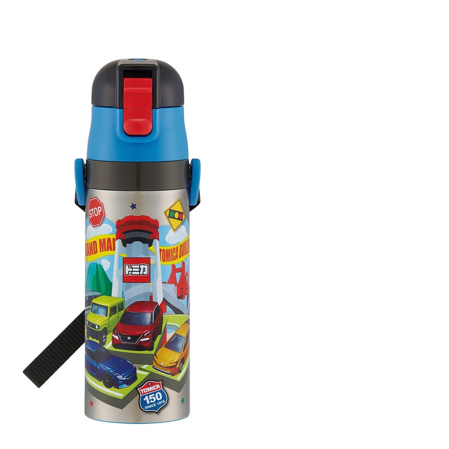 Skater SDC4-A Children's Water Bottle, Direct Drinking, 15.2 fl oz (470 ml), Tomica 26, Boys, Cold Insulation, Stainless Steel, Lightweight Type, Sports Bottle, Kids, Water Bottle : Home & Kitchen