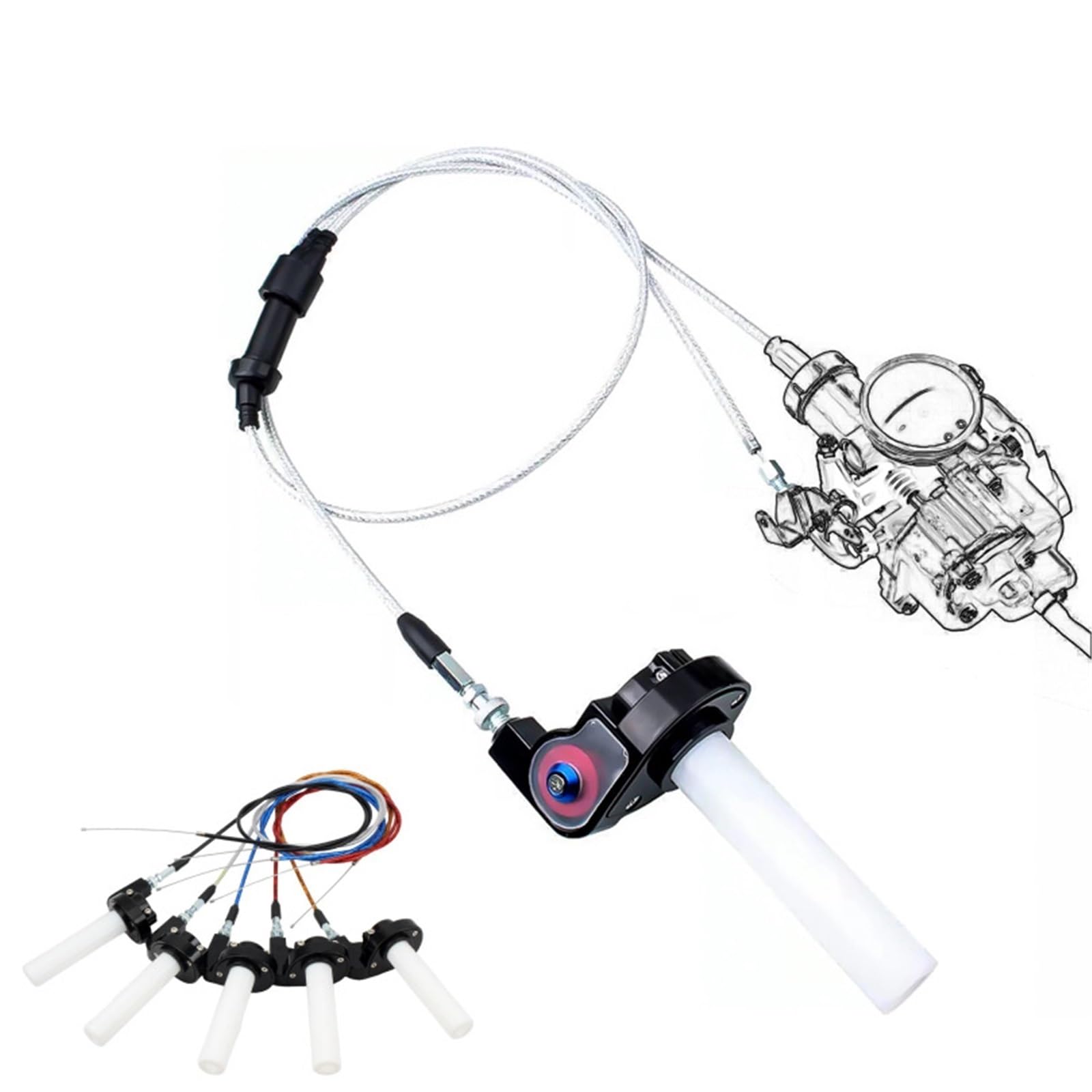 Cavi acceleratore per moto Manopole acceleratore a gas per moto Quick Twist da 7/8 "22mm con cavo 1200mm adatto per Motocross ATV Cavo Acceleratore(Turn)