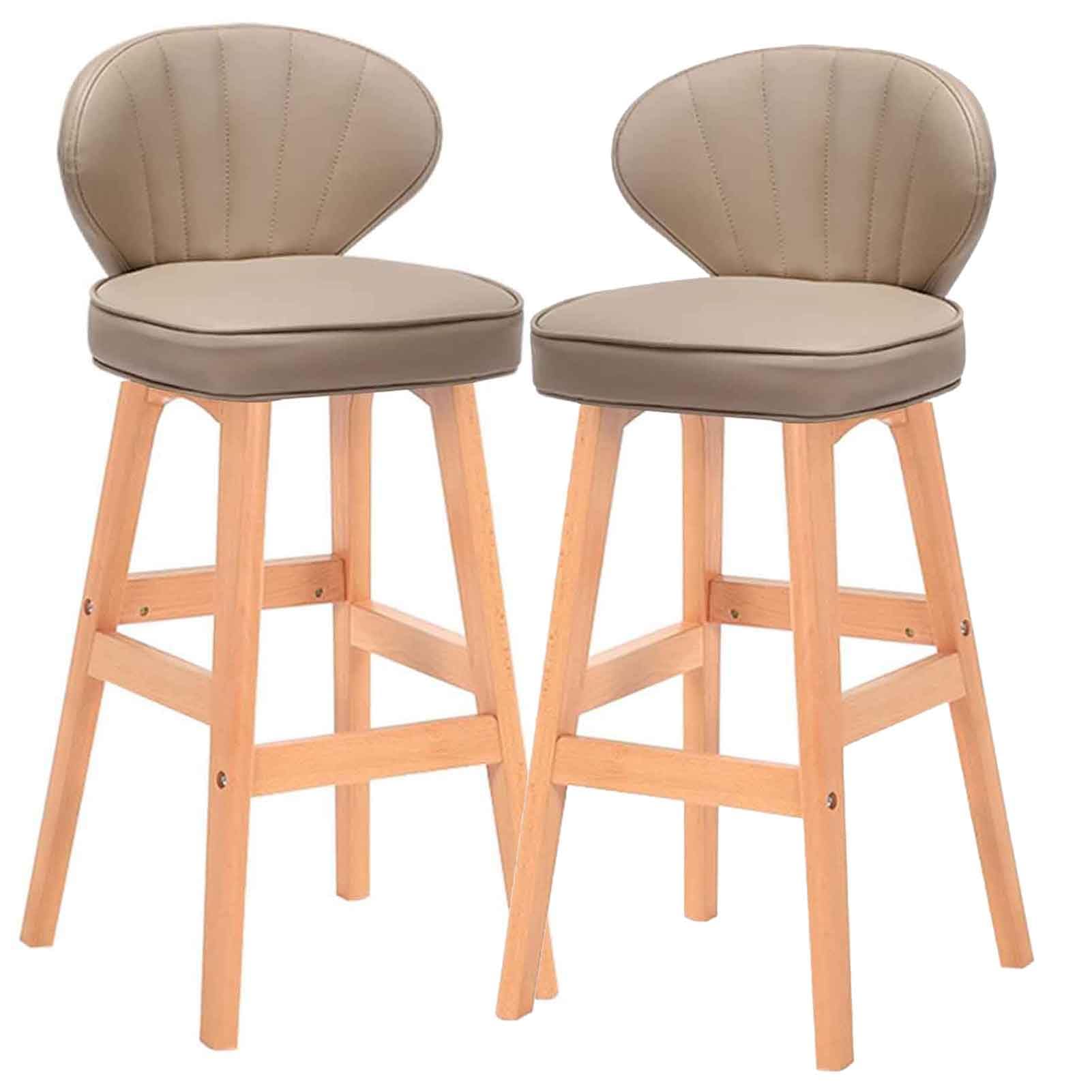 木製円形バースツール2脚セット Amazon｜バースツール 2 個セット、木製脚バーチェア、低い背もたれと