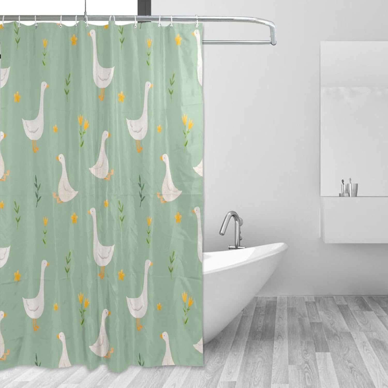 Shower Curtain Goose Bird Bathroom Decor Waterproof Fabric with Hooks 60x72 Inch