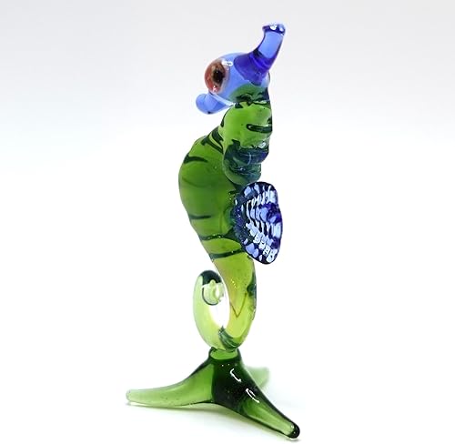 Miniatura 2 de Figura pequeña de cristal en miniatura de caballito de mar, animal de vidrio soplado hecho a mano, bonita decoración del océano, regalo