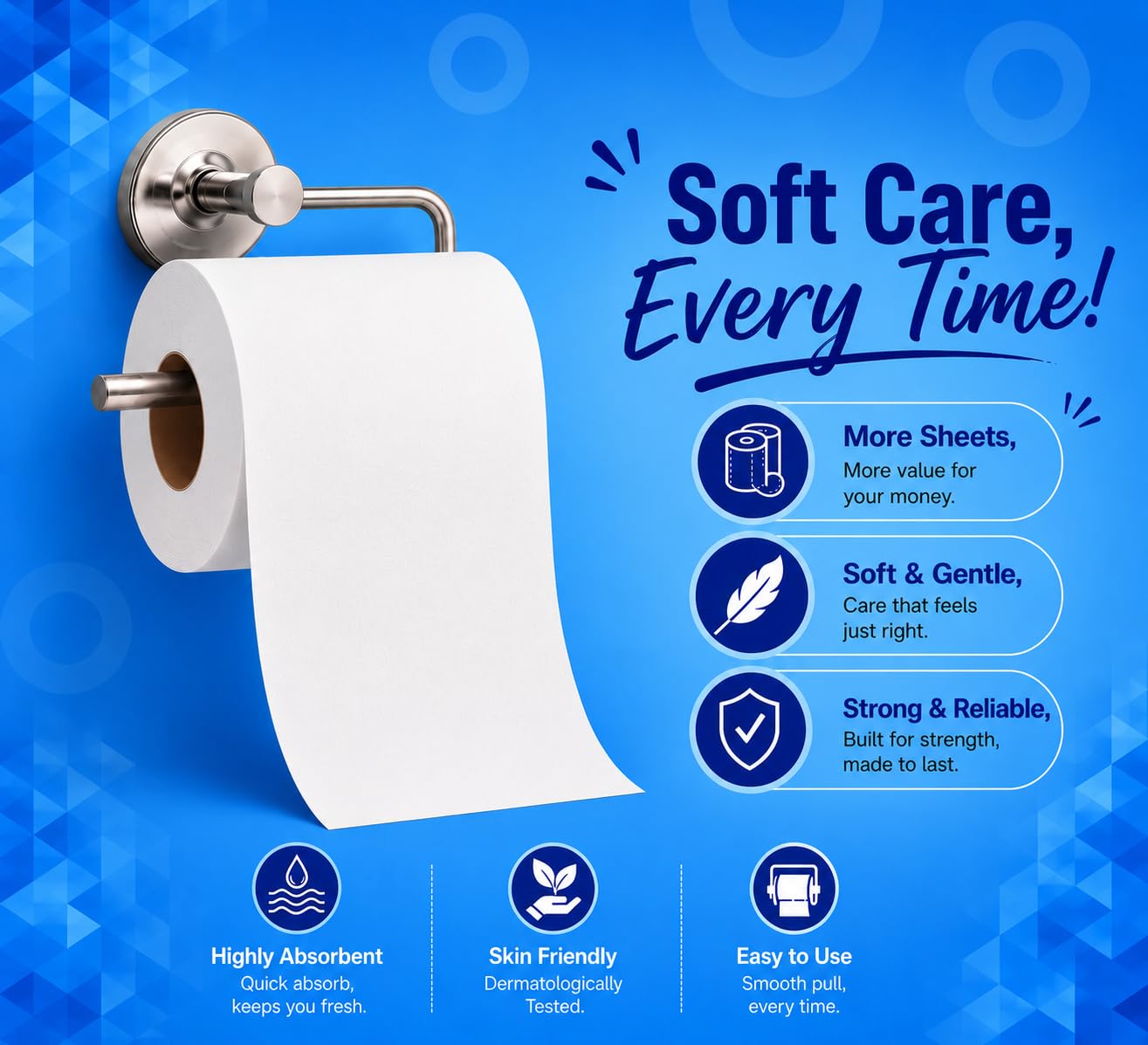 Careswipe 3-Ply Toilet Paper - Family Pack of 6 -3 Careswipe 3-Ply Toilet Paper - Family Pack of 6 -3
