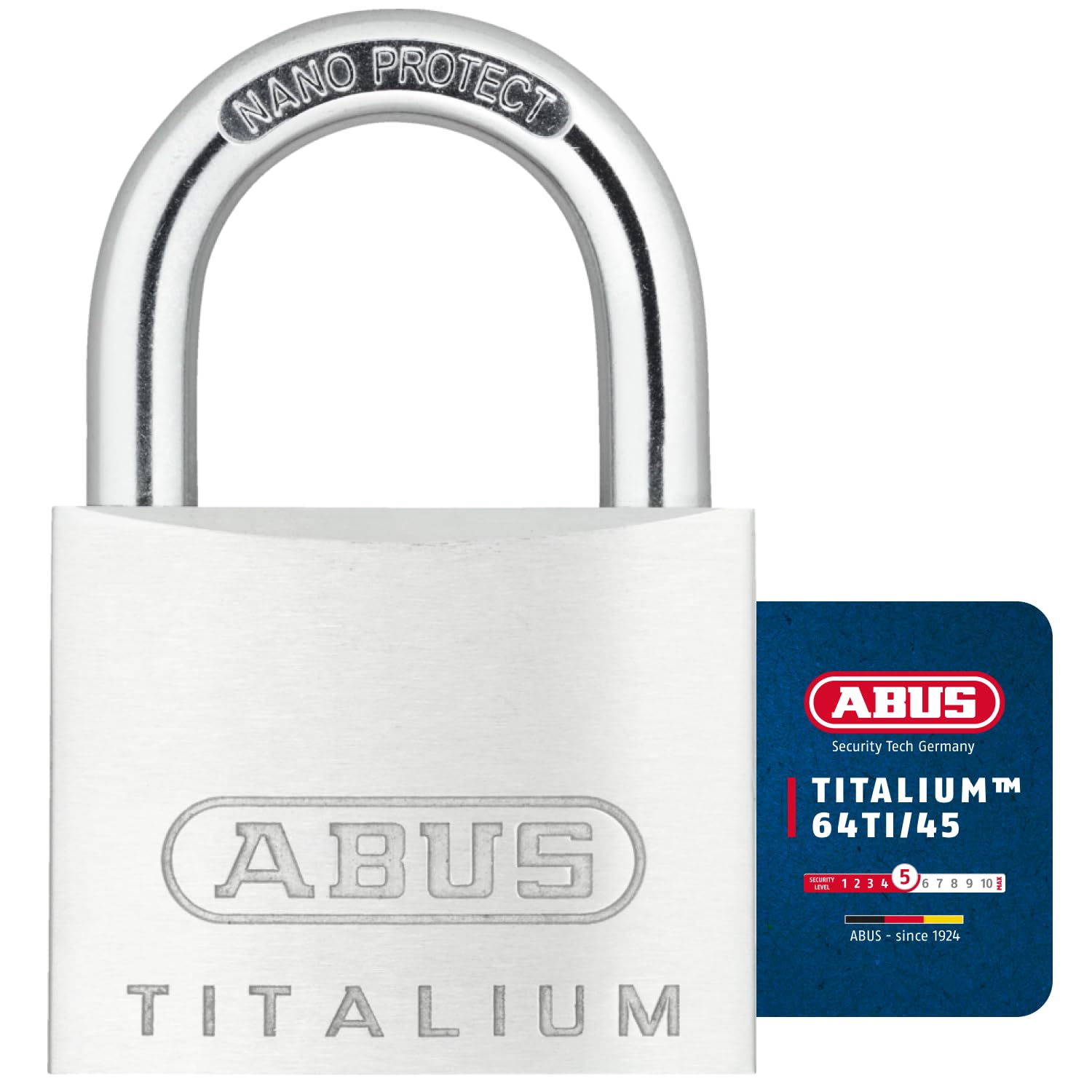 ABUS Vorhängeschloss Titalium 64TI/45 gl.-6454 - gleichschließend - Kellerschloss mit Schlosskörper aus Spezial-Aluminium - gehärteter Stahlbügel - ABUS-Sicherheitslevel 5