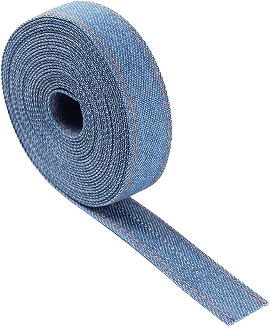 16.4ft Denim Webbing Strap, Flat Cord Straps for Belting, Bag-Purse Handles, Crafts, 1.57in Wide, Blue