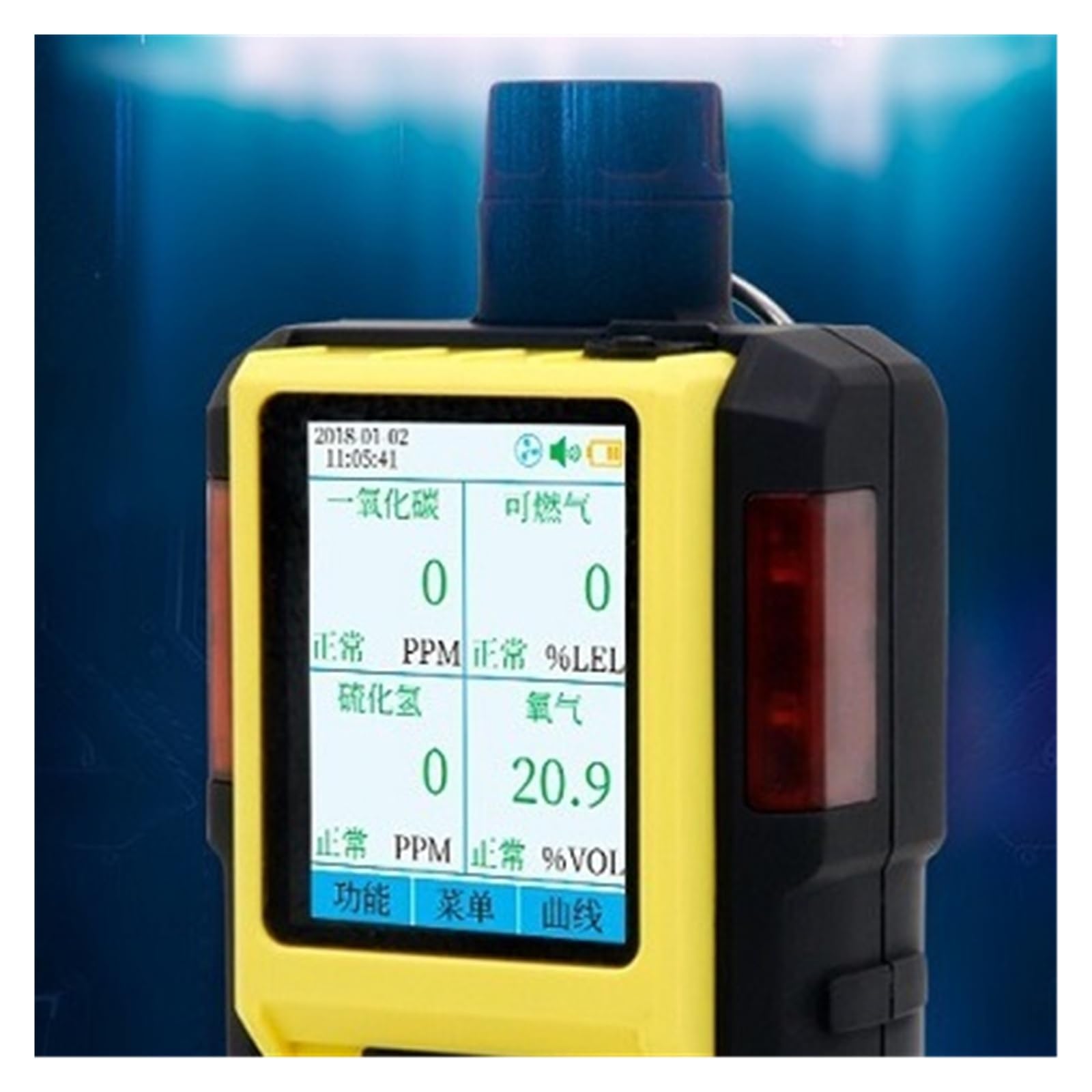Detector de Gas Multiusos 4 en 1 con Bomba, Pantalla LCD, Sonido, luz y Descarga, portátil, for el hogar y la Autocaravana. Monitoreo rápido(O2)