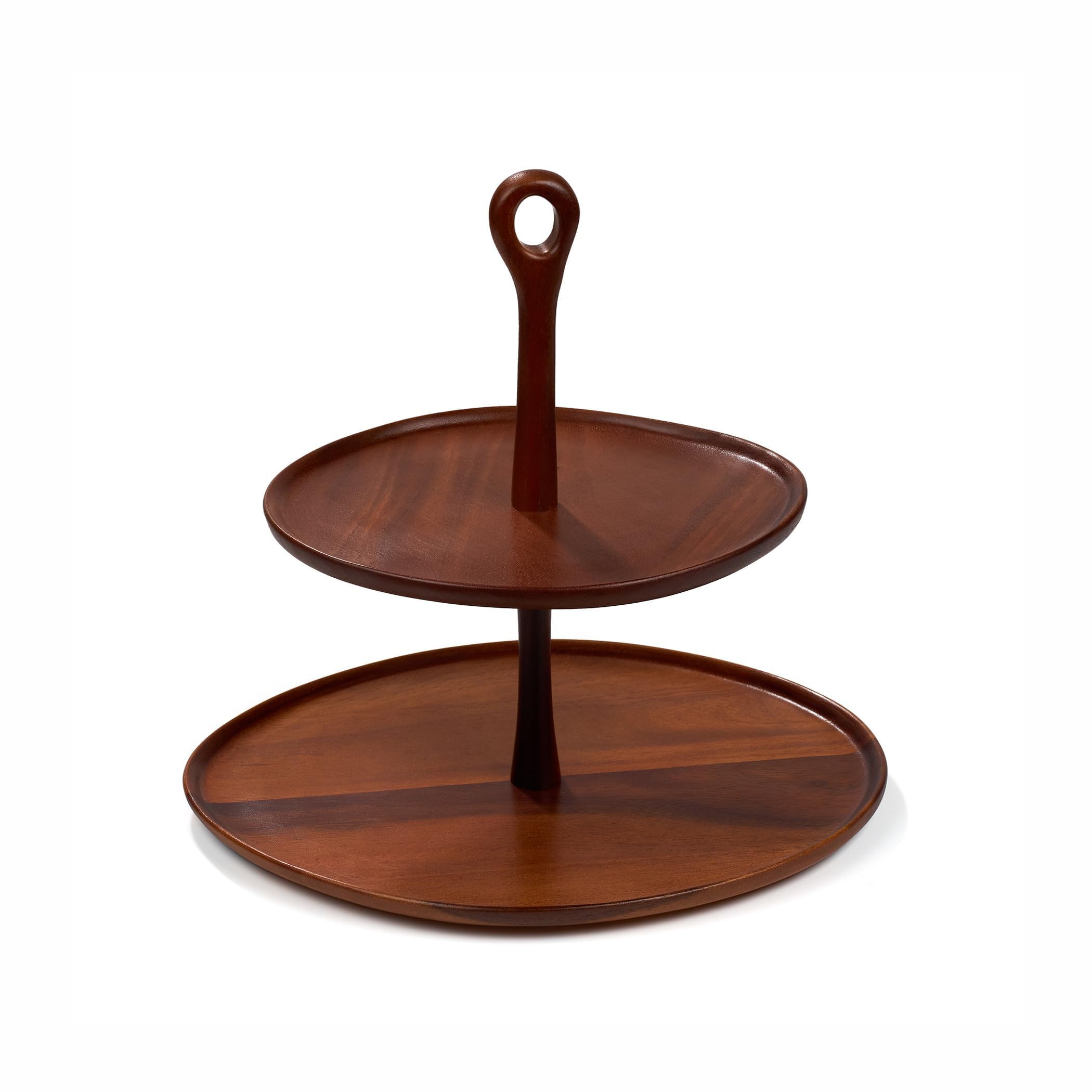 Présentoir à dessert portable en bois d'acacia Nambe à 2 étages