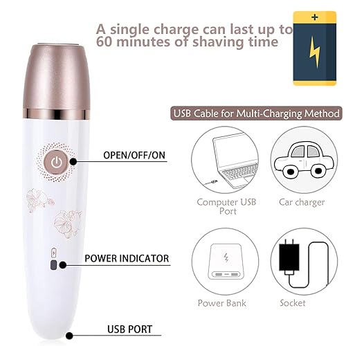 Miniatura 4 de Maquinillas de afeitar eléctricas para mujer afeitadora 2 en 1 sin dolor para mujer removedor de pelo para cara recortadora de bikini fácil de
