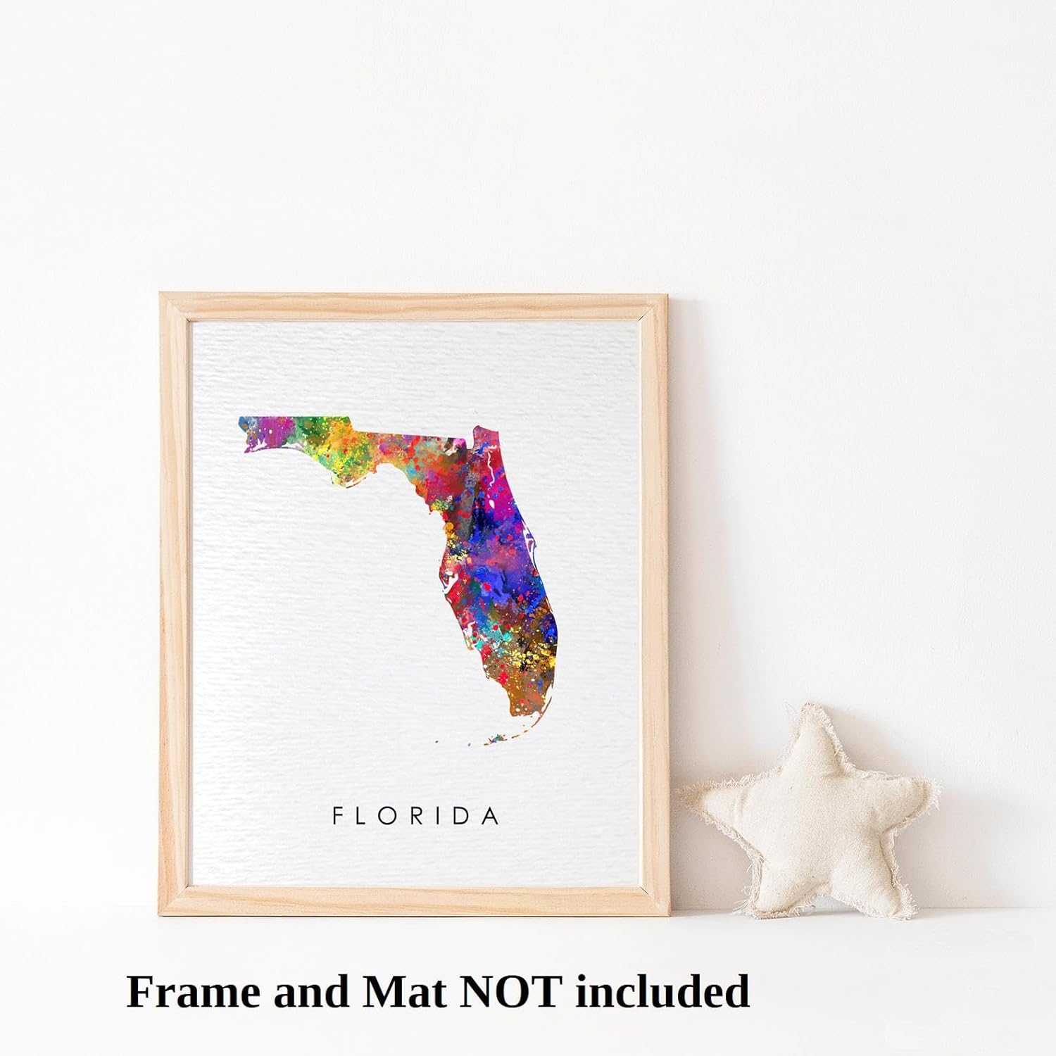 Dignovel Studios 11X14 Unframed Florida Hometown State Abstract Watercolor Art Print Poster Geography Wall Hanging Decor DN943