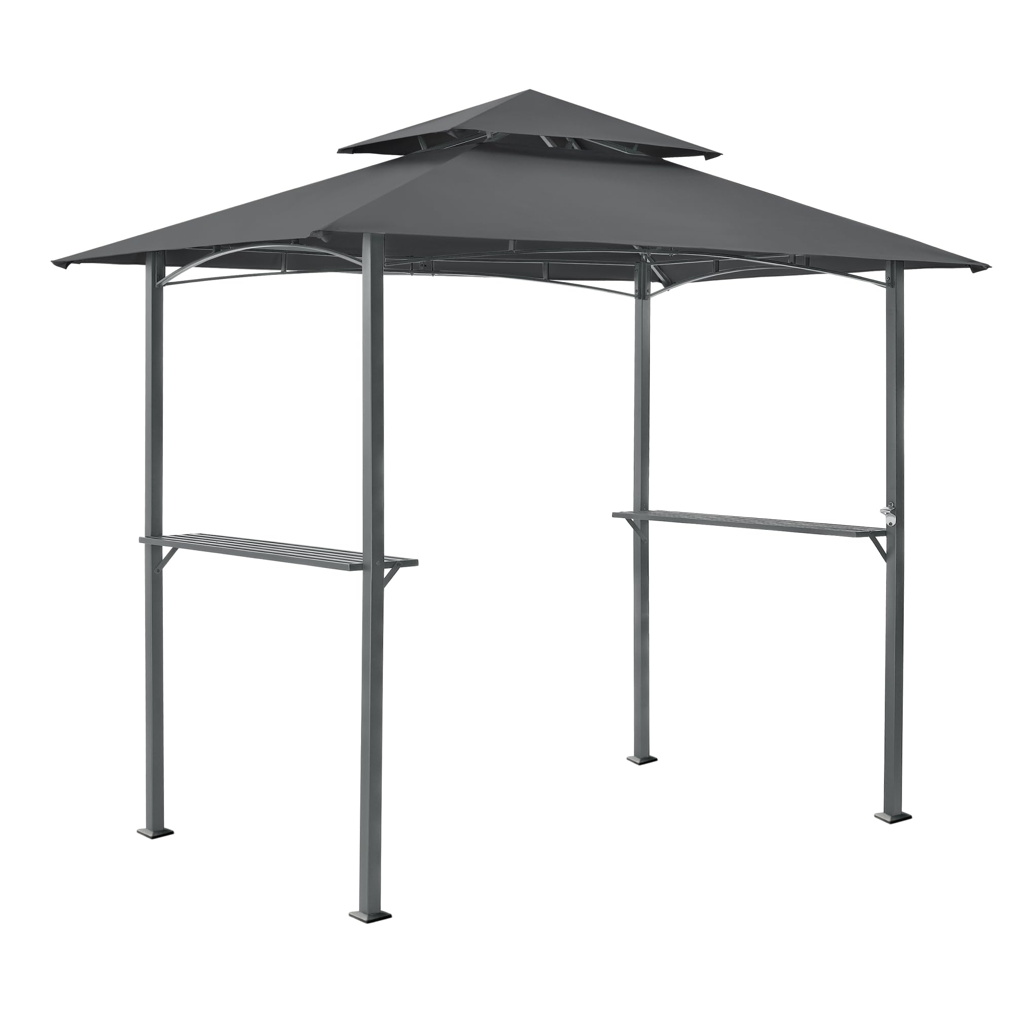 Tonnelle de Barbecue Auvent de Réception pour Jardin Tente avec Comptoir Belvédère Robuste Extérieur Acier Laqué Polyester 250 x 241 x 151 cm Anthracite Gris Foncé
