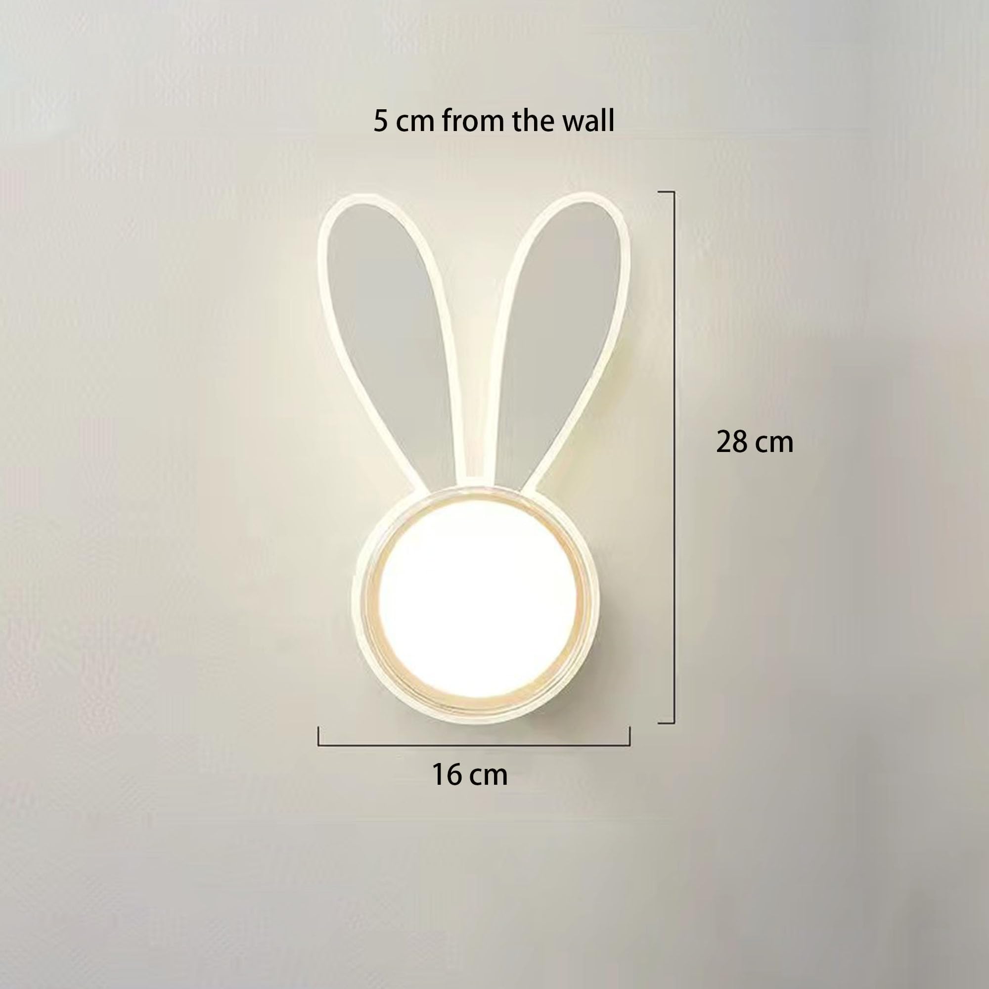 AoLa Dziecięca lampa ścienna LED królik lampa ścienna lampka nocna królik lampka nocna lampka ścienna oświetlenie do pokoju dziecięcego sypialnia, prezent dla dziewczynki chłopca,White